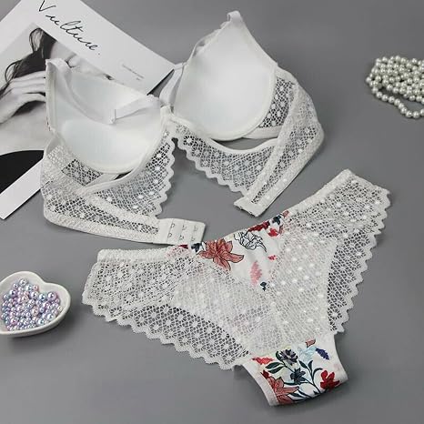 Large Bra Panty Women's Push Up Bra Bustier with Closure Front