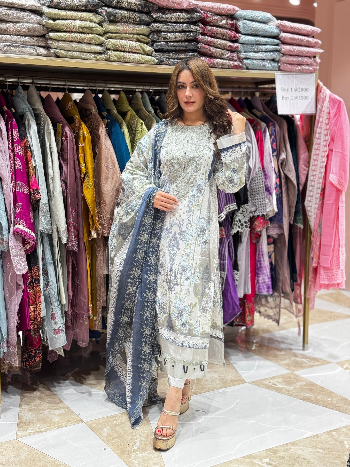 Moonlit grace suit - Pakistani lawn cotton