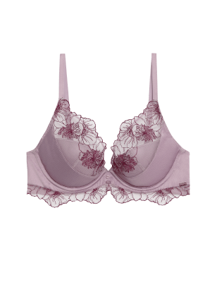 Zinnia Embroidery Wired Plunge Bra