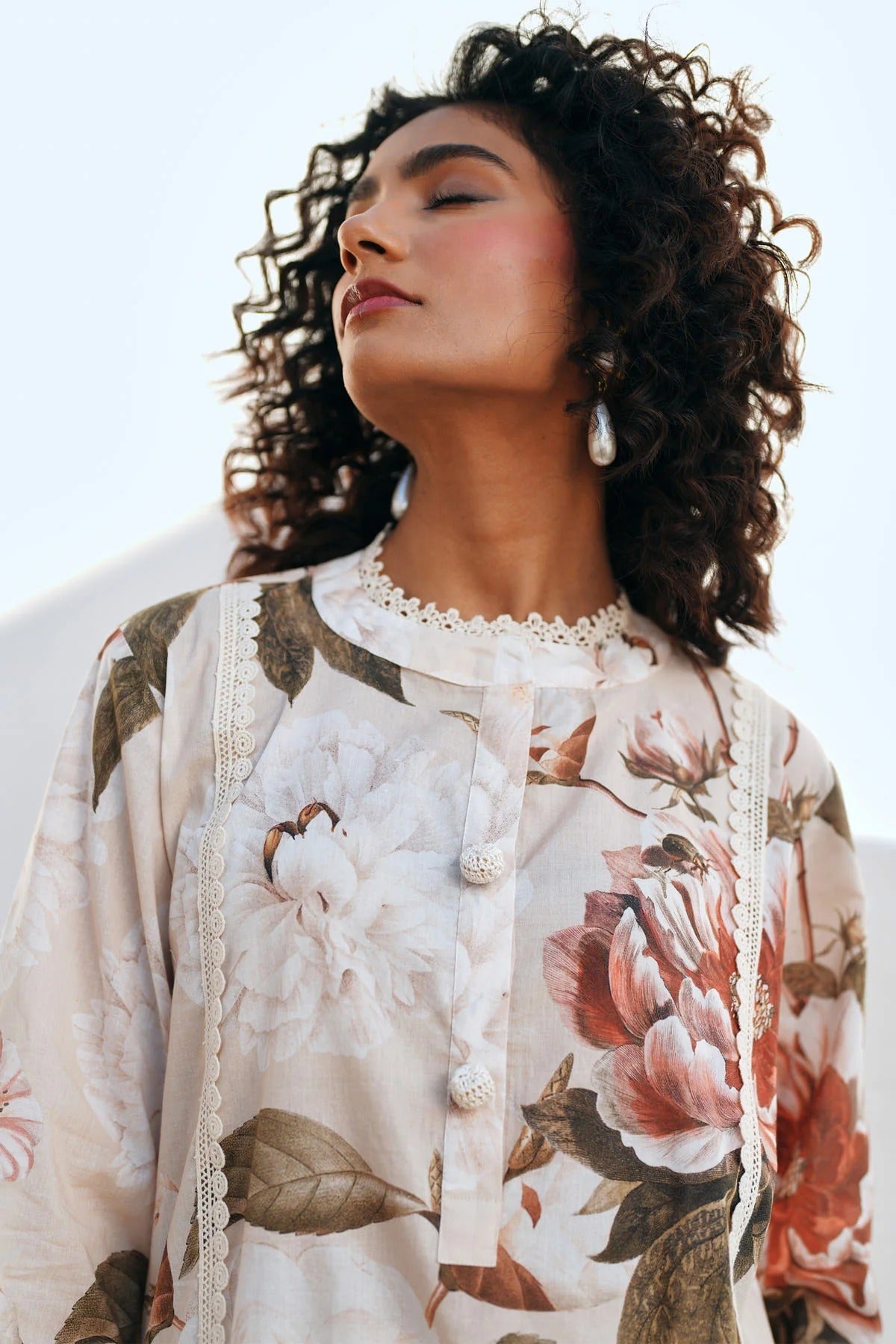 Luxury Pastel Floral Kurti Set with Dupatta