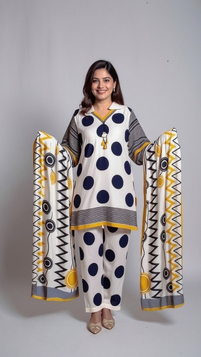 Off White & Black Farshi Salwar Suit