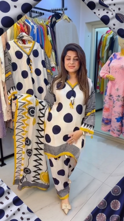 Off White & Black Farshi Salwar Suit