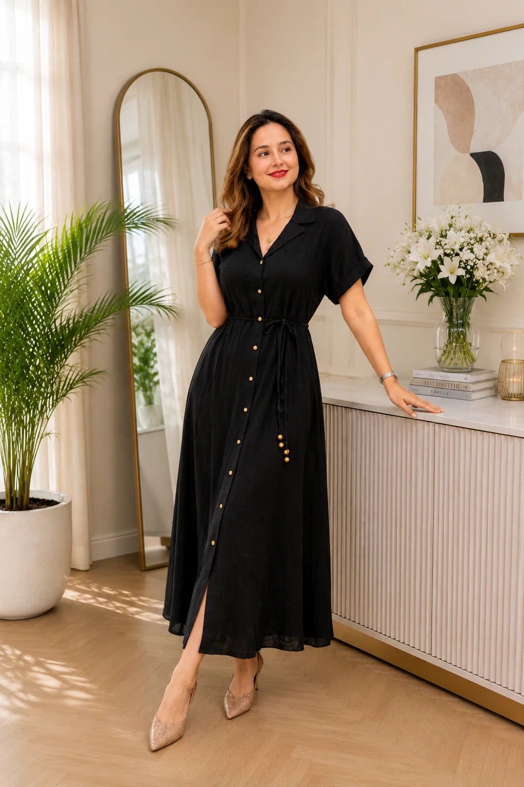 Black Rayon Dress for Women