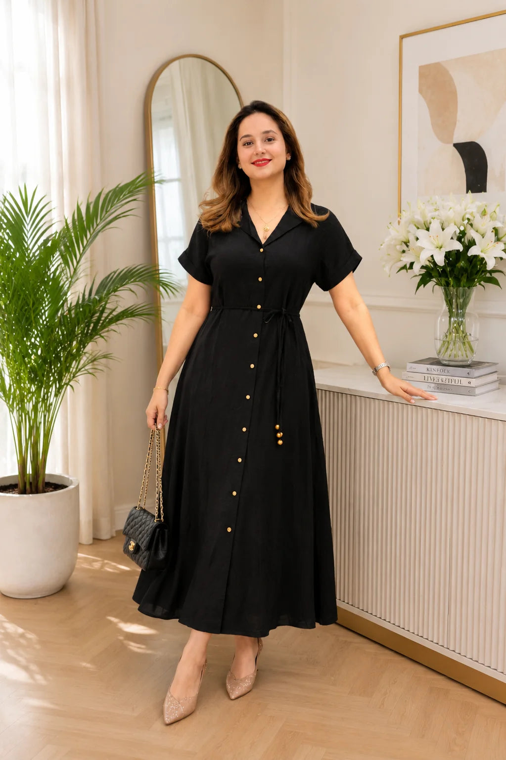 Black Rayon Dress for Women
