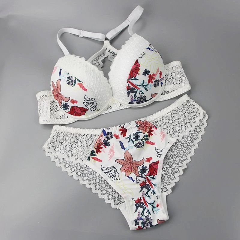 Large Bra Panty Women's Push Up Bra Bustier with Closure Front