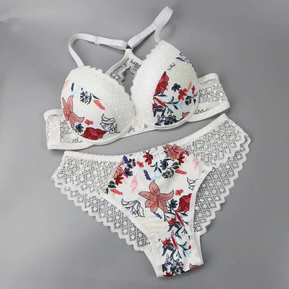 Large Bra Panty Women's Push Up Bra Bustier with Closure Front