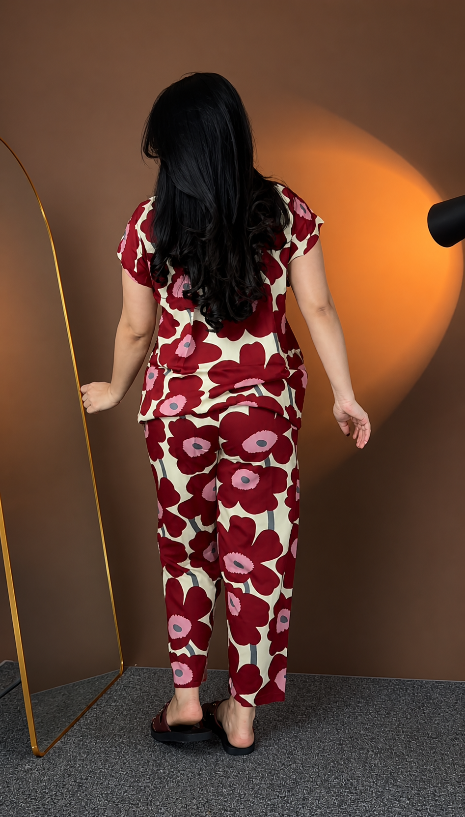 Premium Red Printed Rayon Co-Ord Set