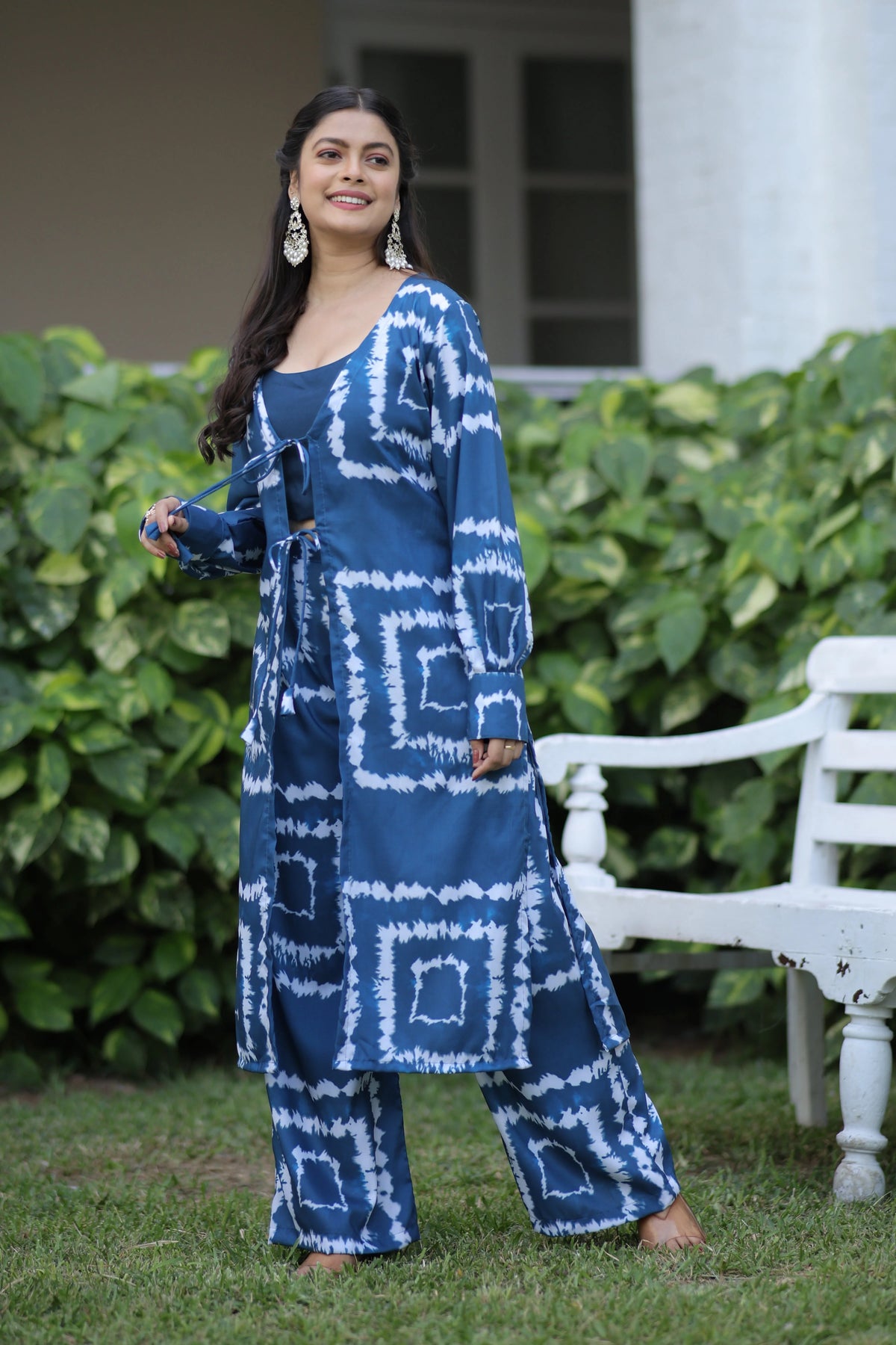 Blue shibori print co ord set