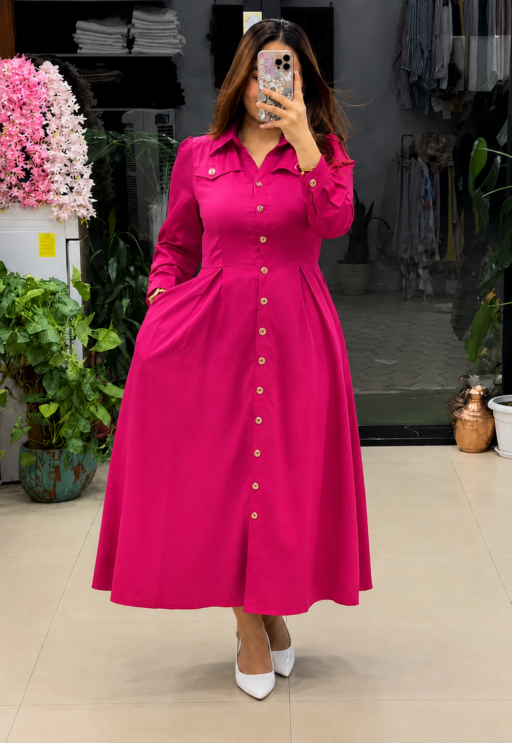 Pink New Designer Rayon Dress