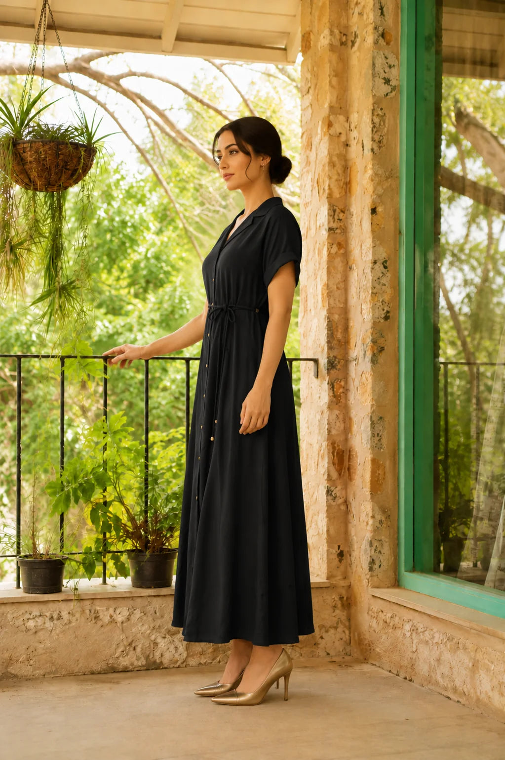 Black Rayon Dress for Women