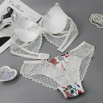 Large Bra Panty Women's Push Up Bra Bustier with Closure Front
