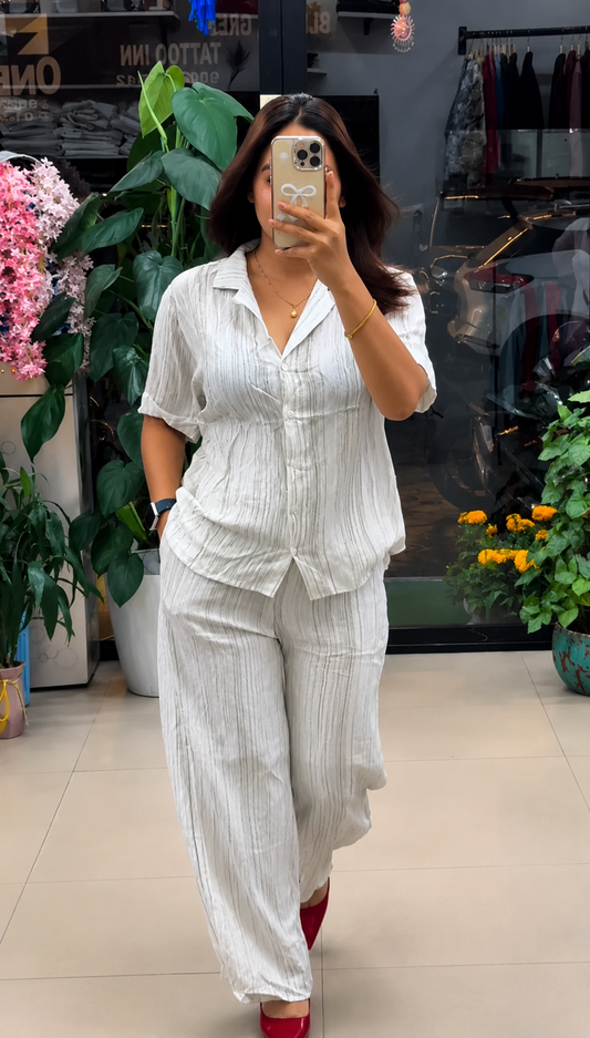White Pure Linen Co-ord Set