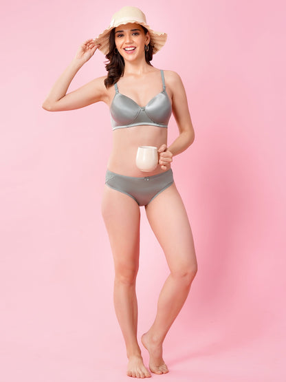 Shine Luxury Padded Bra & Panty Set | Elegant Smooth Fit Lingerie (BUTTER SHINE PAD SET)