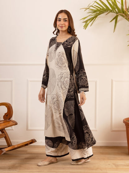 Karen void cotton printed kurta pant set