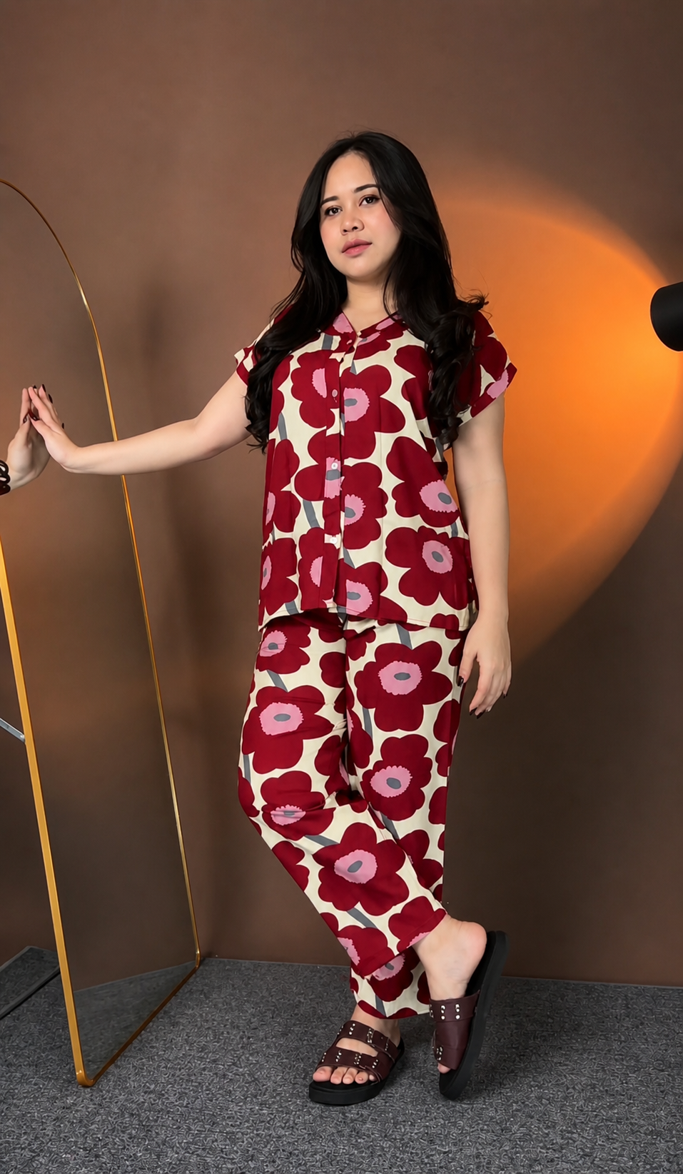Premium Red Printed Rayon Co-Ord Set