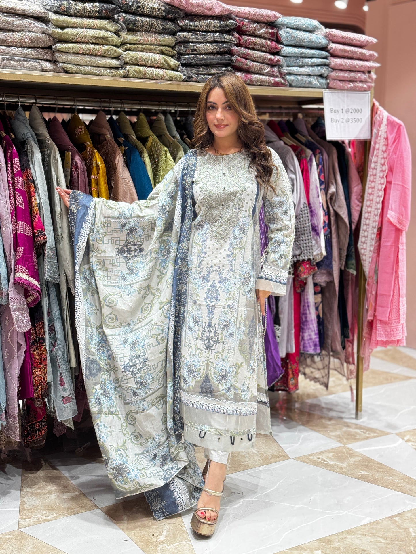 Moonlit grace suit - Pakistani lawn cotton