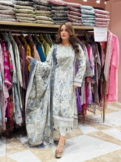 Moonlit grace suit - Pakistani lawn cotton