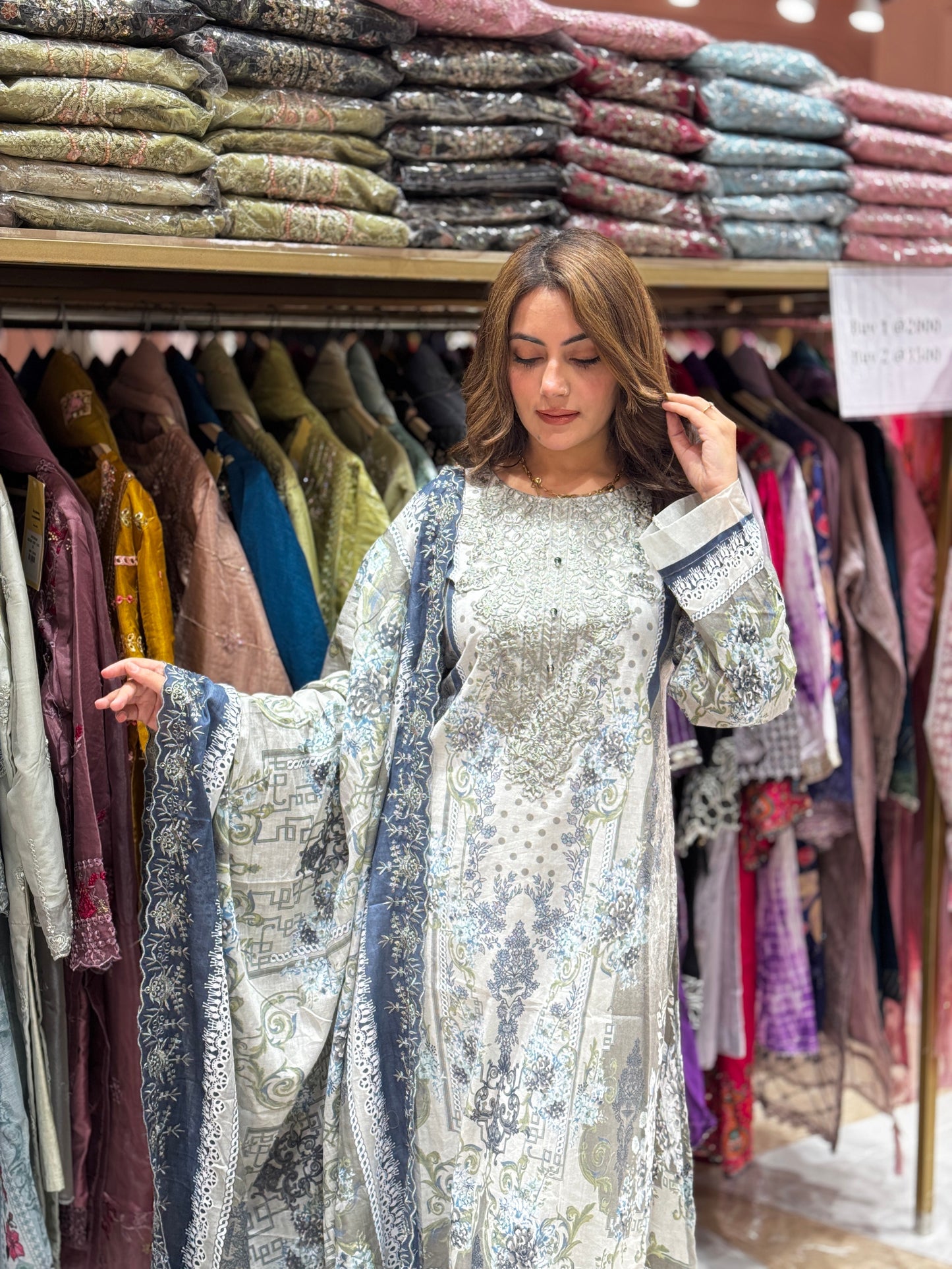 Moonlit grace suit - Pakistani lawn cotton