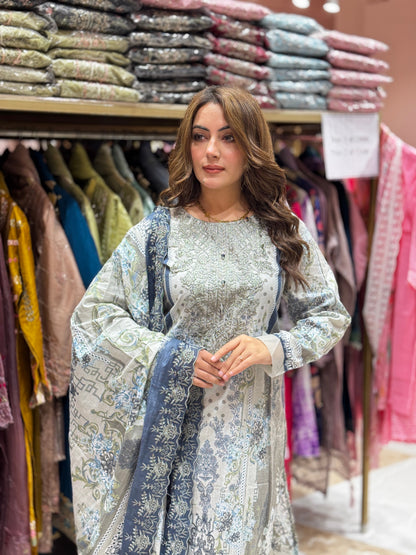 Moonlit grace suit - Pakistani lawn cotton