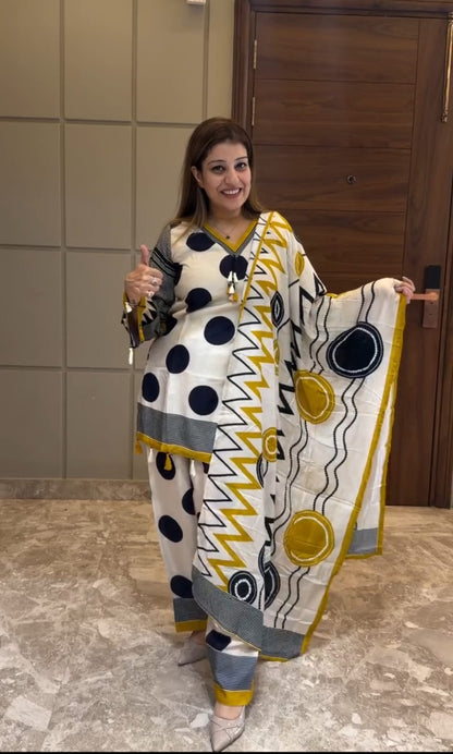 Off White & Black Farshi Salwar Suit New