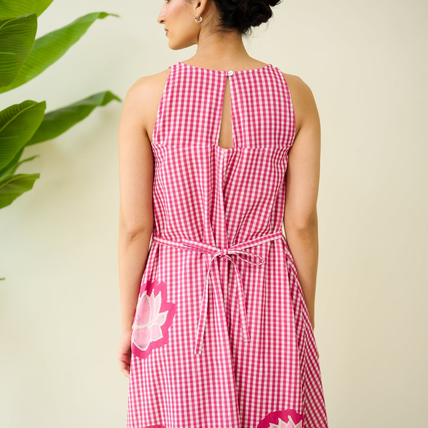 Mrinal Slub Cotton Summer Dress - Magenta