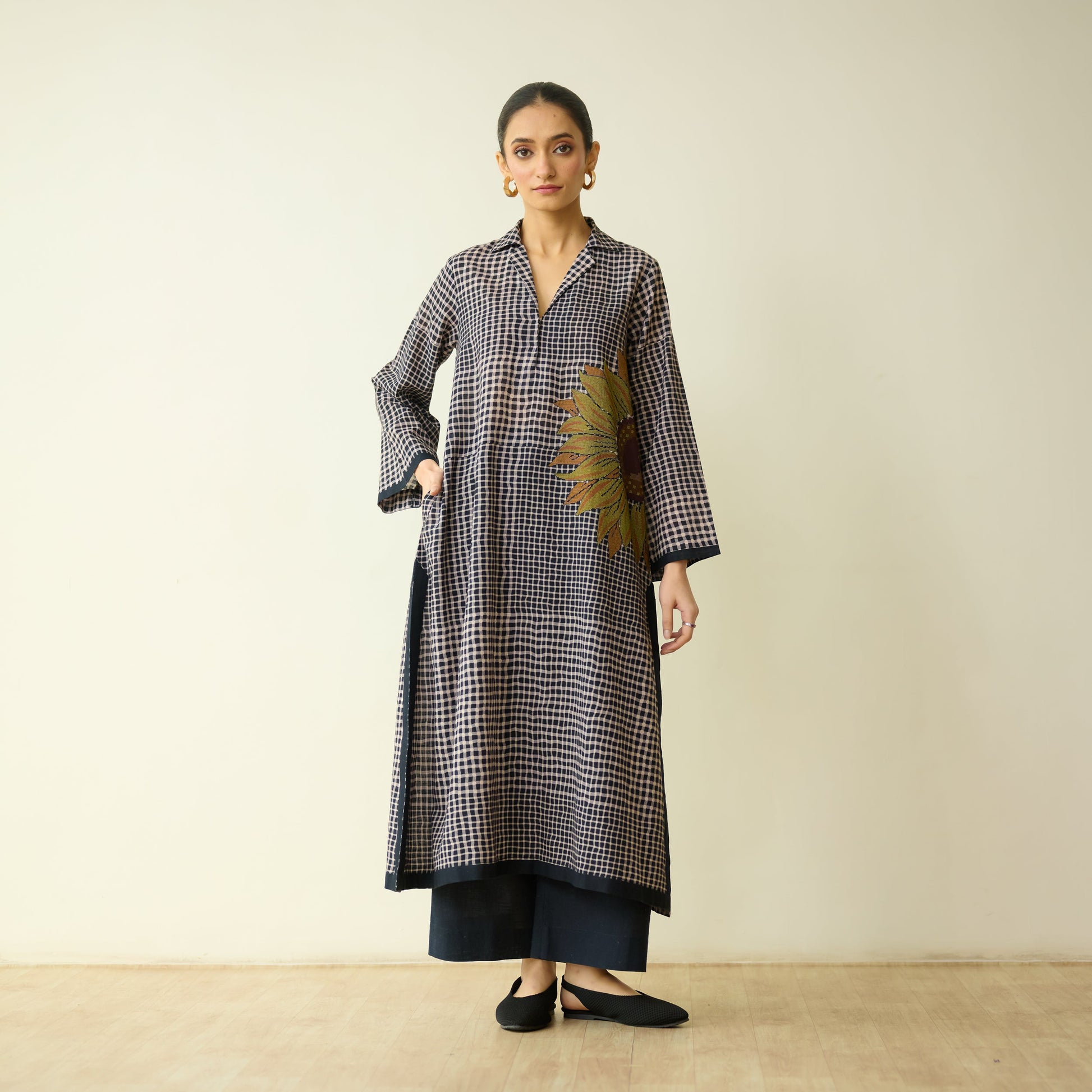 Sunday Slub Cotton Kurta - Charcoal