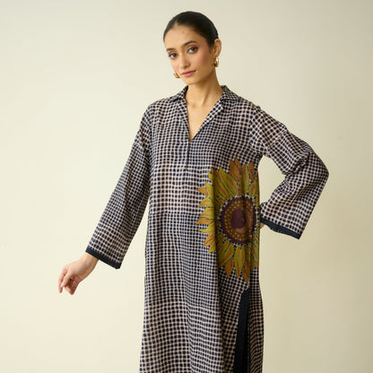 Sunday Slub Cotton Kurta - Charcoal
