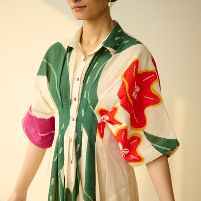 June Slub Cotton Dress - Cream White