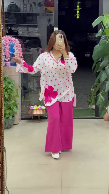 Ethnic Charm with Women’s Stylish Printed Pink Co-ord Set