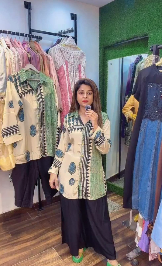 Print Co-Ord Set in Pure Cotton Crape