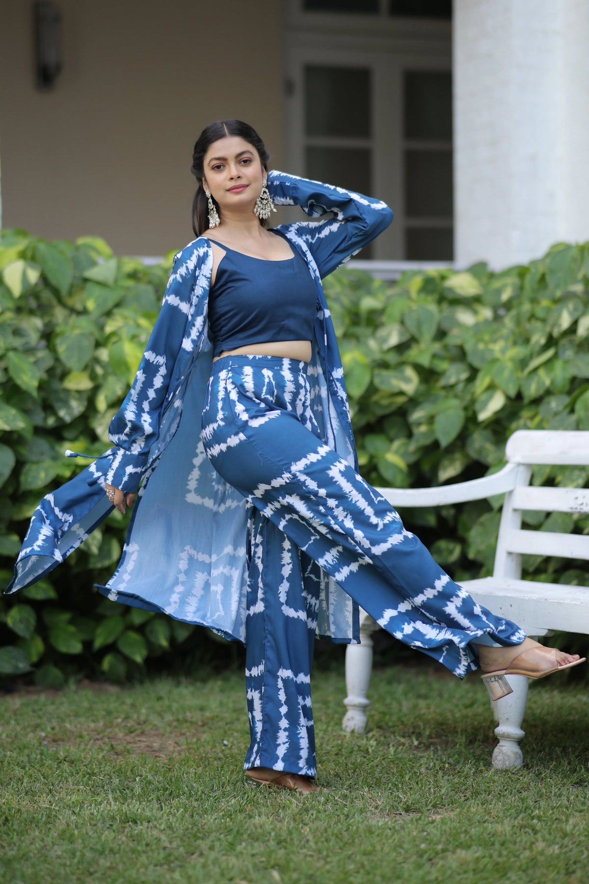 Blue shibori print co ord set