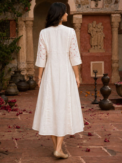 2 pc layered full embroidered dress