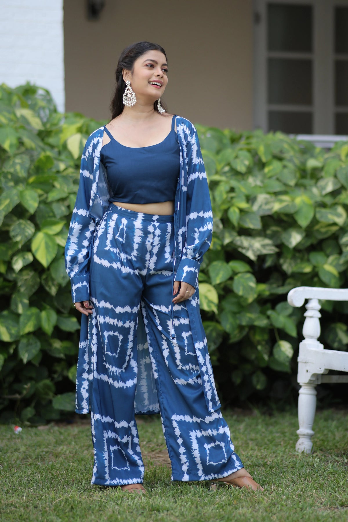 Blue shibori print co ord set