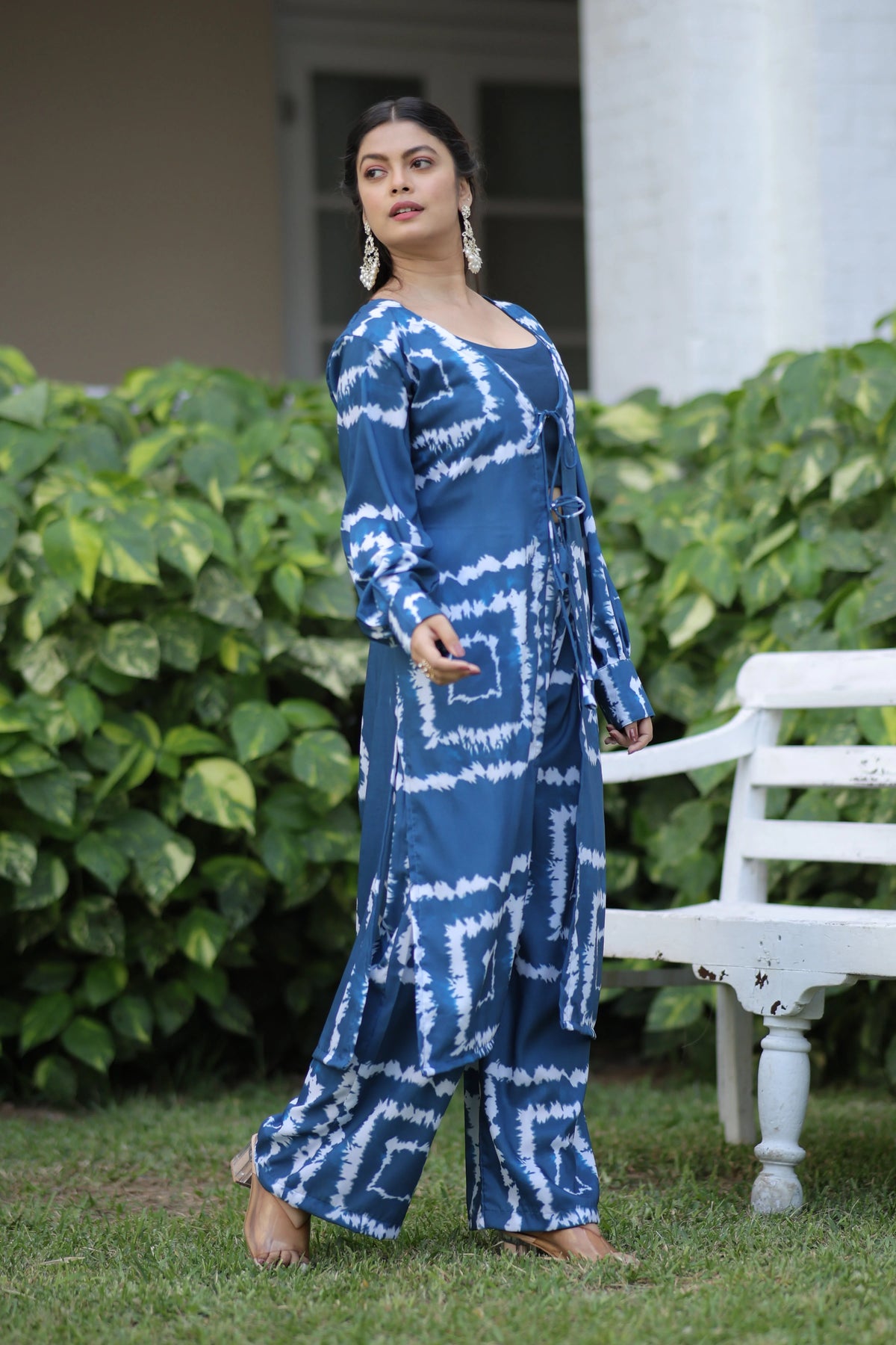 Blue shibori print co ord set
