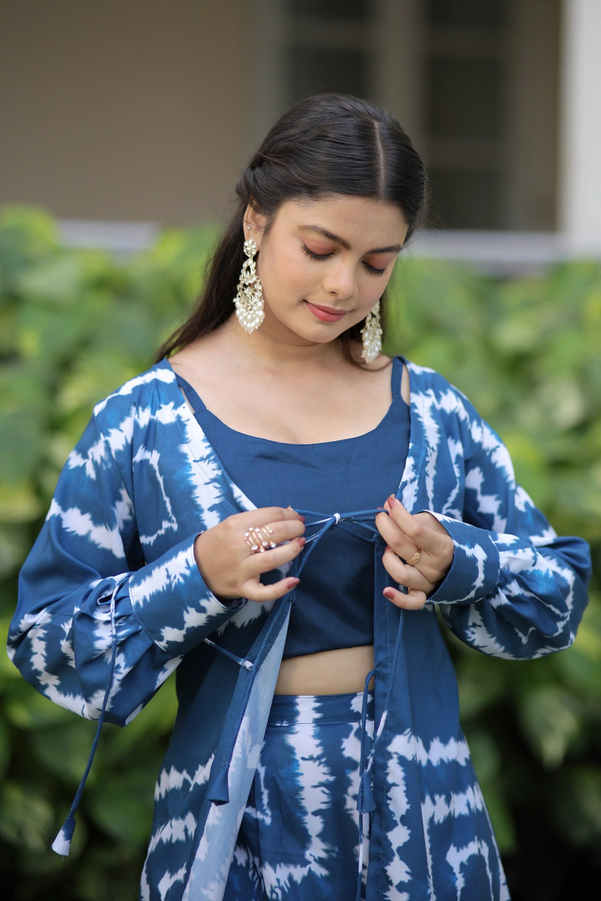 Blue shibori print co ord set