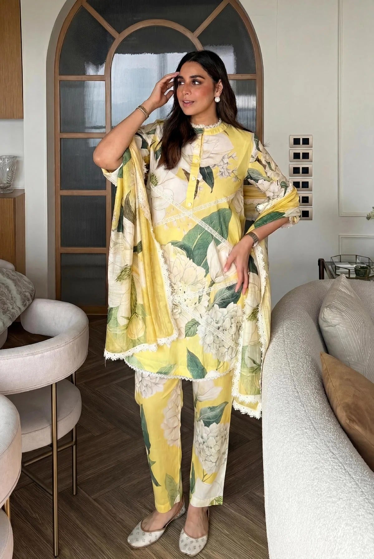 Elegant Summer Floral Kurti Co-Ord Set with Dupatta