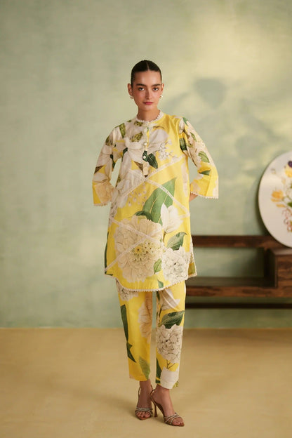 Elegant Summer Floral Kurti Co-Ord Set with Dupatta