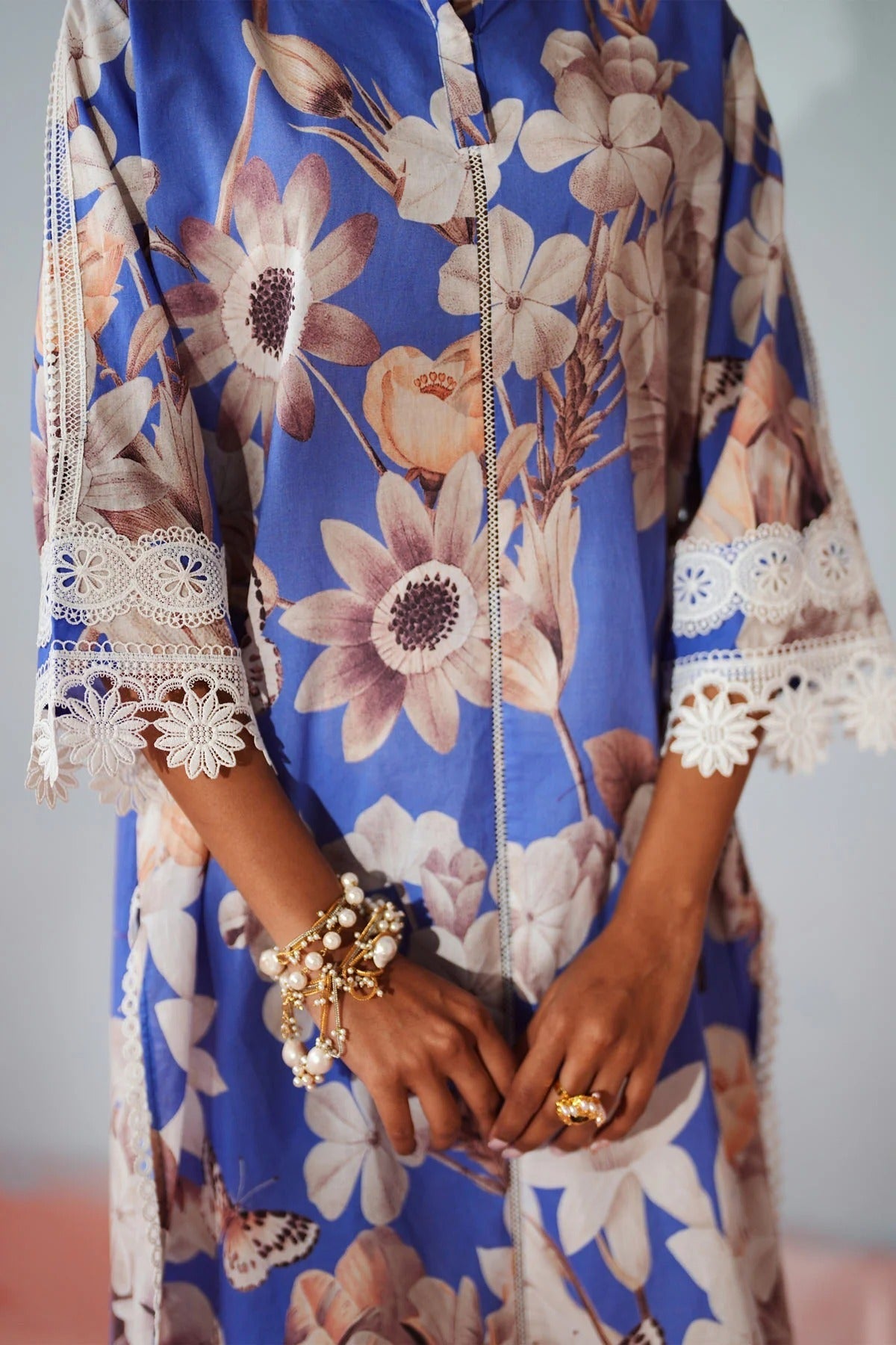 Elegant Blue Botanical Print Co-Ord Set